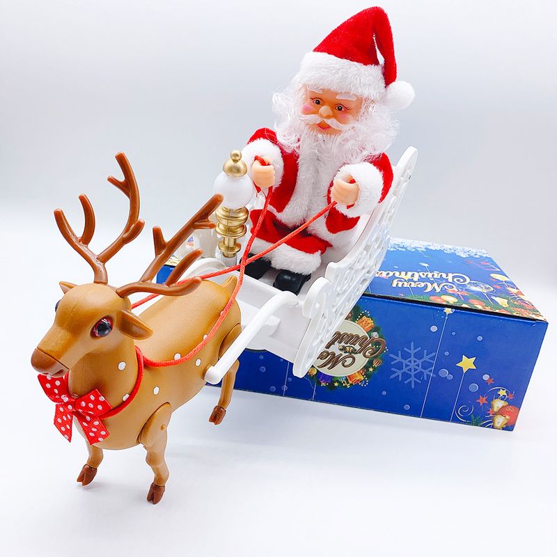 Jouet électrique de Noël pour grimper, Père Noël, avec échelle, parachute, traîneau à rennes et cheminée – Décoration festive pour enfants et familles_voghion.com