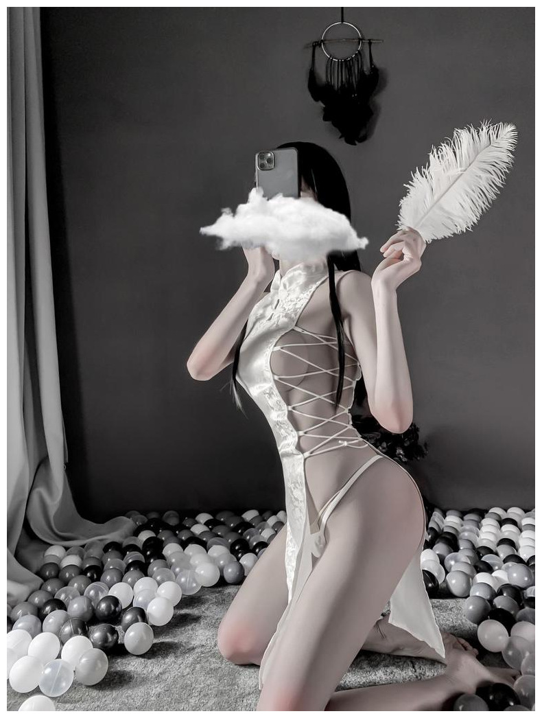 Sexy Qipao High Split Bandage Erotic Lingerie Adjustable Size Cheongsam Role Play Sex Play Lingerie For Sex Porn Long_voghion.com