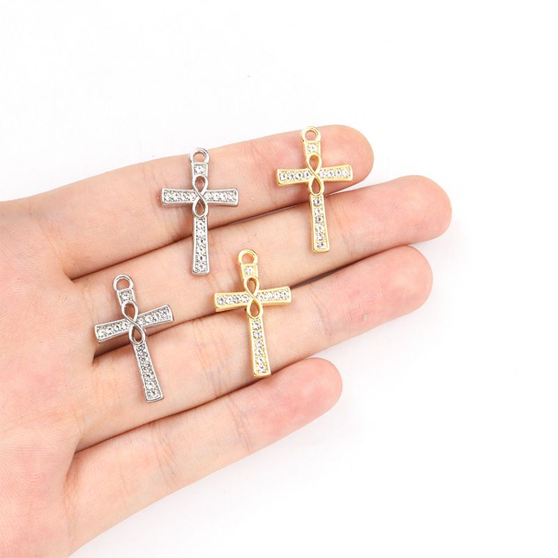 8-stelliger Unendlichkeitskreuz-Anhänger aus eingelegter Diamantlegierung, religiöser DIY-Schmuck, Zubehör für Armbänder, Halsketten, Ohrringe_voghion.com