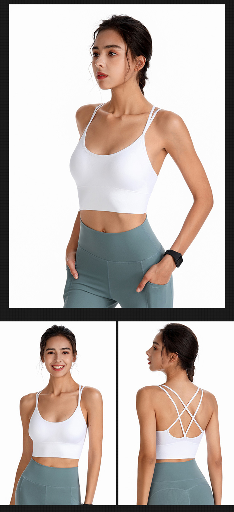 Soutien-gorge de Sport pour femmes, dos rembourré, bretelles croisées, haut court de Yoga, d'entraînement, Bralette_voghion.com