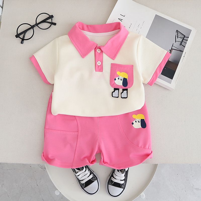 Sommer 2024 neues Poloshirt mit Revers, Welpen-Kurzarmkleidung, Babyjungen, Shorts, Kinderset_voghion.com