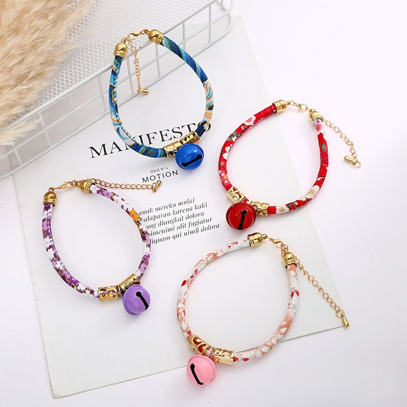 Nuevo collar ajustable para perro y gato con campana colorida y moderna con personalidad para mascotas de estilo étnico_voghion.com