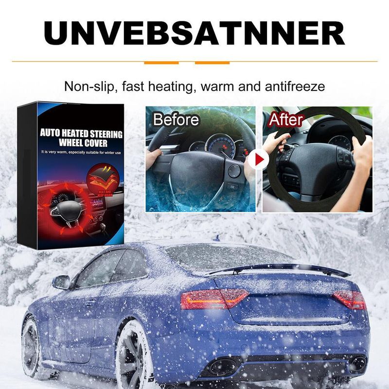 Auto Lenkrad Wildleder Auto Anti Slip Lenker Abdeckung Winter Universal Schnelle Heizung Und Wärme_voghion.com