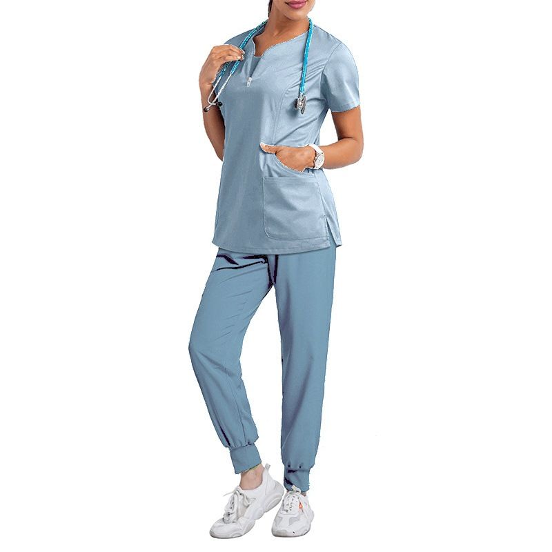 Camice chirurgico da dentista orale pronto all'uso da donna, divisa da toilette divisa, uniforme da infermiera ospedaliera elastica ad asciugatura rapida_voghion.com