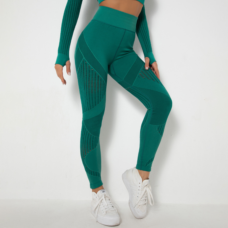 Women's Knitted Quick-drying Hollow Yoga Fitness Pants High Waist Hip Tight Sports Yoga Pants In Stock_voghion.com
