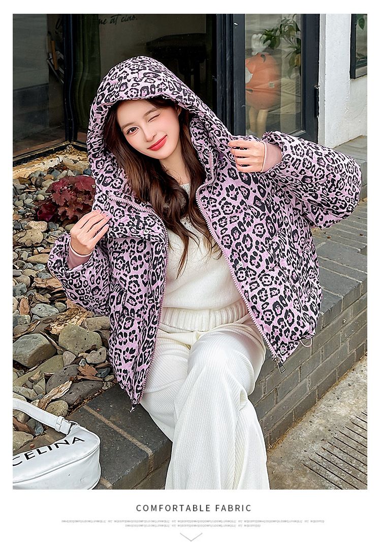 Women Parkas Coats Jackets Zipper Leopard Print Hooded Coat Stand Collar Y2k Streetwear Jacket Work Outerwear Autumn Winter_voghion.com