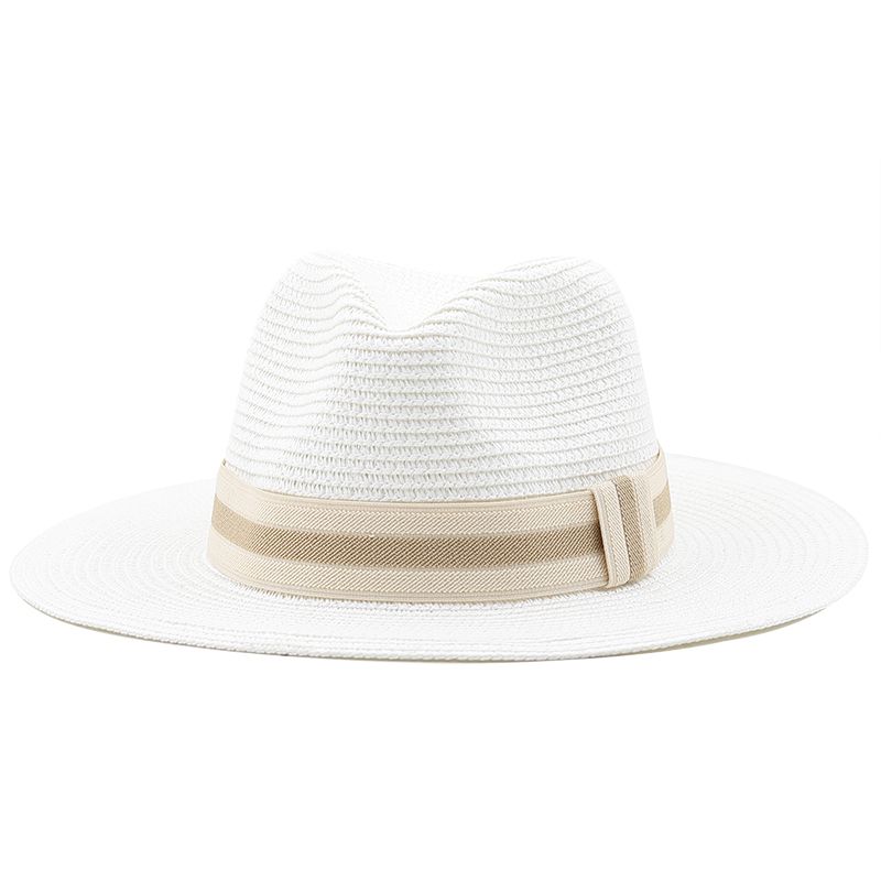 Fashion 54-58-60CM Womens Summer Panama Hats Wide Brim Straw Sun Beach Hat Men Fashion UPF UV Protection Fedoras Cap For Travel_voghion.com