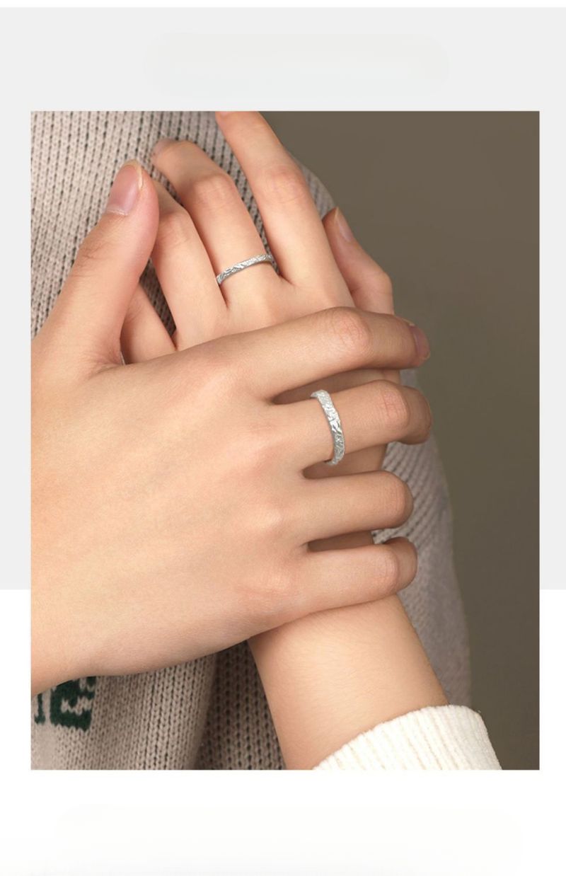 Coppia di anelli semplici in argento puro 999, con carta da zucchero, Qixi 520, regalo per fidanzato e fidanzata_voghion.com