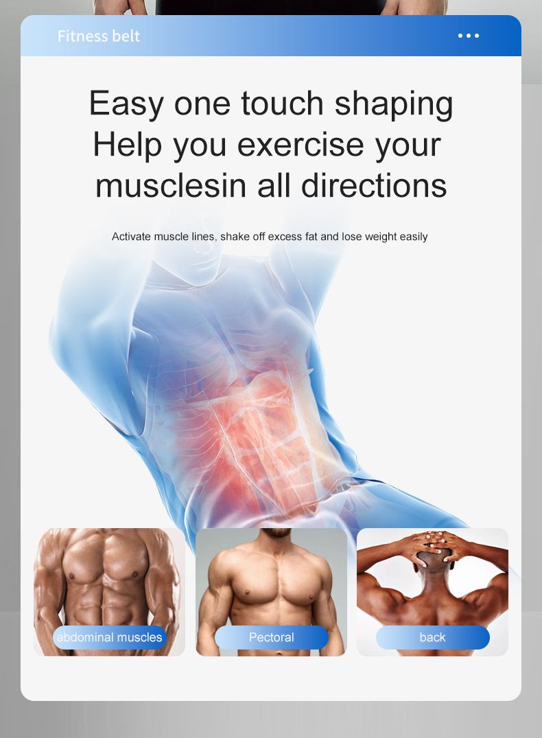 EMS náplast na břišní svaly s osmi fitness pásy, sportovní vybavení, masážní přístroj na ochranu pasu, trénink, spalování tuků_voghion.com