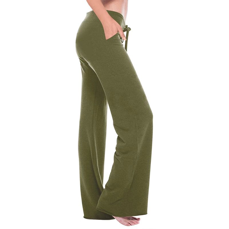 Pantalon de yoga décontracté et polyvalent pour femme, taille élastique, avec insert oblique, collection automne/hiver 2023_voghion.com