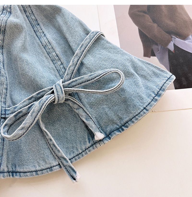 Cappelli da pescatore in denim alla moda per le donne Coreano Carino con cinturino a fiocco in cotone Cappello da pescatore Cappello da sole per esterni Cappellini da bacino Ragazze Versatile Retro_voghion.com