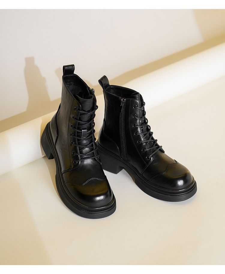 M79156 Martin Height Increasing Melard British Style Western Cowboy Short Tube Riding Boots With Back Zipper_voghion.com