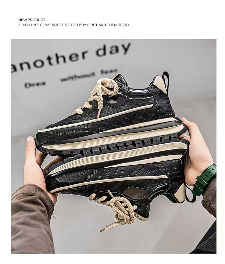 Chunky Retro-Sneaker für Herren – Atmungsaktive Freizeitschuhe aus PU-Leder mit gepolsterter EVA-Innensohle, modisches zweifarbiges Design für den täglichen Gebrauch_voghion.com