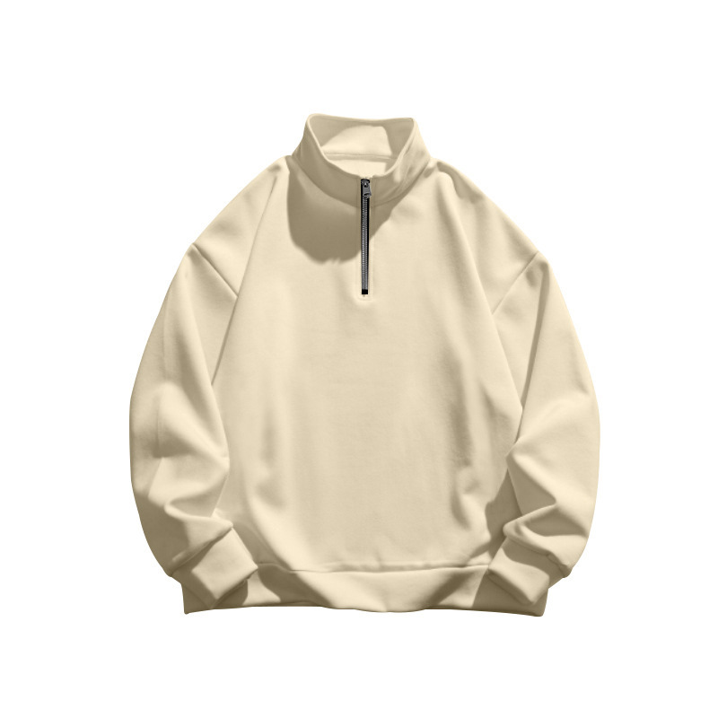 Herrenbekleidung, Kapuzenpullover, Stehkragen, halber Reißverschluss, lange Ärmel, Trend_voghion.com