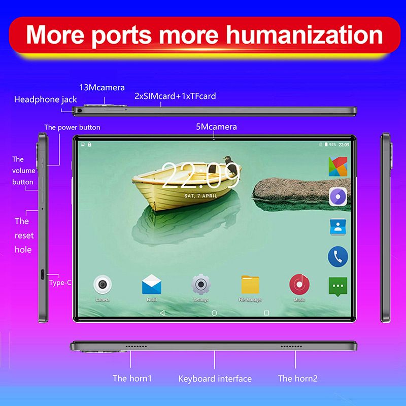 10,1-inch 5G-tablet met 4G-bellen - Android 12, 128 GB opslag, dual-sim, HD-scherm, voor online leren en werken_voghion.com