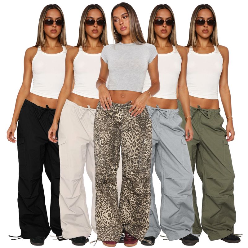 Women's Cargo Pants With Drawstring Waist & Multiple Pockets - Comfortable Loose Fit Straight Leg Workwear Pants For Casual Street Style_voghion.com