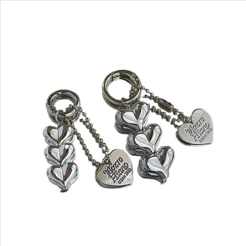 INS Design Sense Silver Heart Bead Pendant Handbag Phone Decoration Pendant Personalized Fashion Keychain Accessories_voghion.com