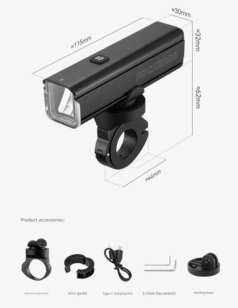 Lampe torche de vélo Rockbros Night Riding Power Torch_voghion.com