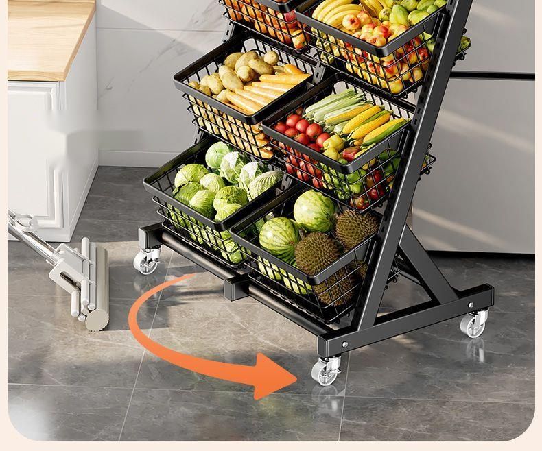 Cestello portaoggetti da cucina, multistrato, da pavimento, mobile, per frutta e verdura, multifunzionale per uso domestico_voghion.com