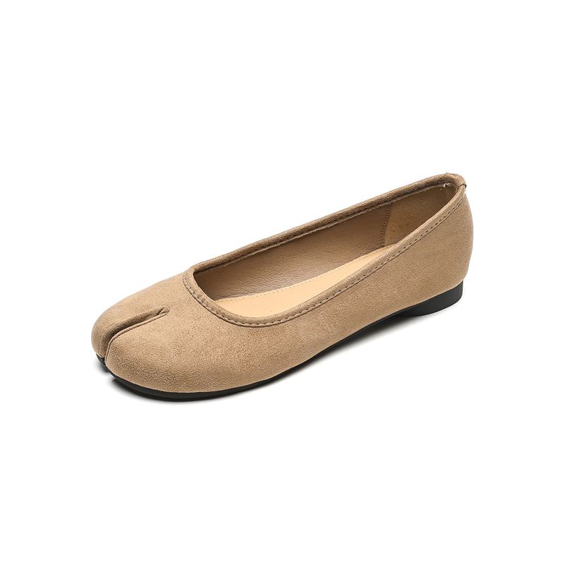 Shallow Single Shoes Women's Flat-bottomed French Temperament Split-toed Shoes One Pedal Retro Pig's Trotters Shoes_voghion.com