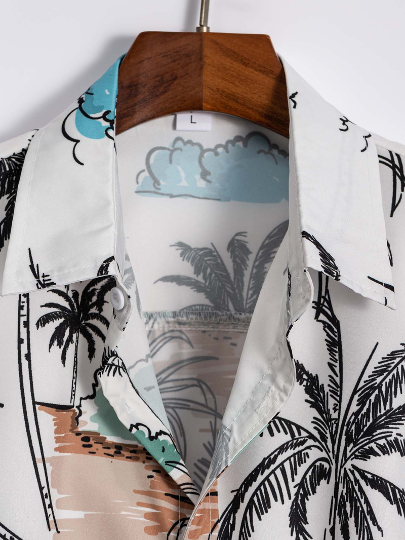 Herrenmode Casual Beach Style Digitaldruck Kurzarmhemd_voghion.com