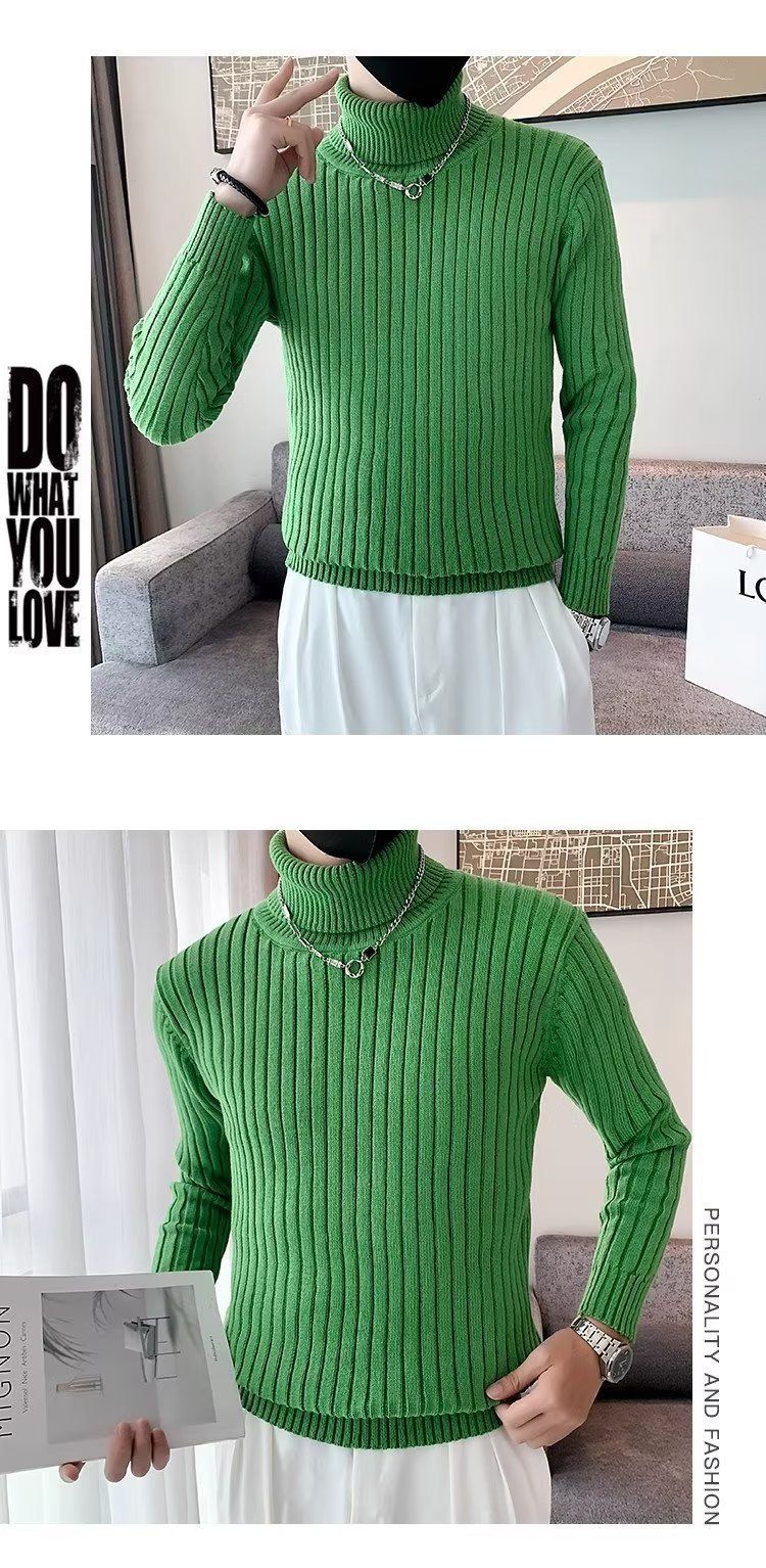 Maglione dolcevita da uomo 2025, autunno inverno, vestibilità slim, caldo, a collo lungo, tinta unita, maglia di base_voghion.com