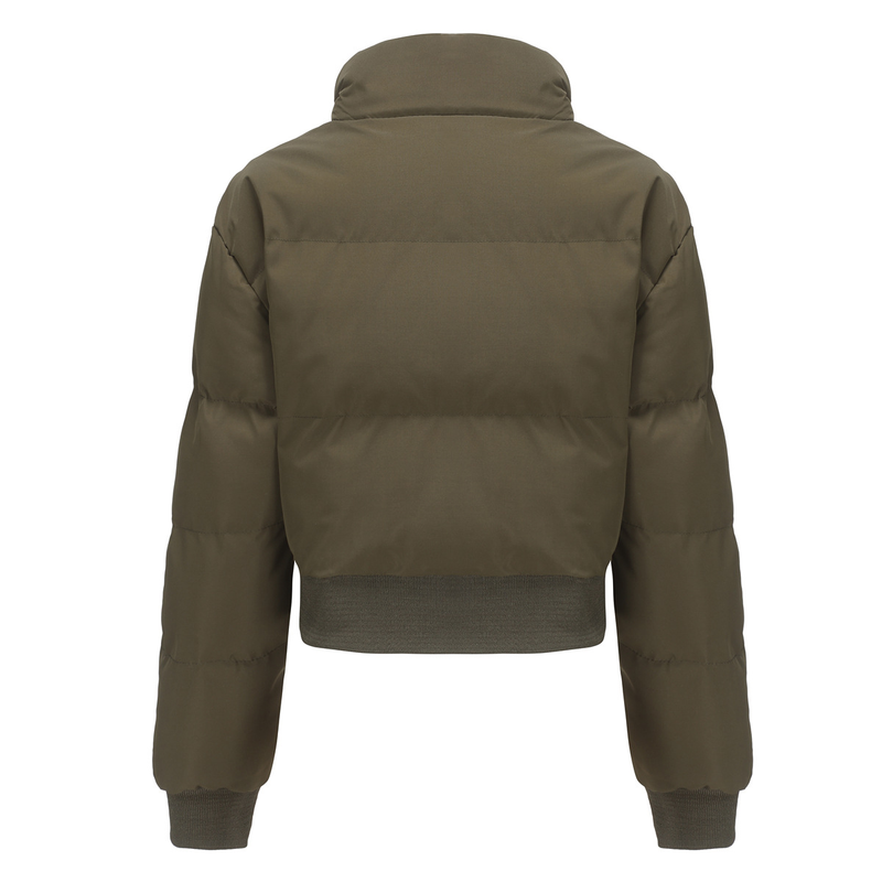 Women's short cotton-padded jacket women's long-sleeved high-necked warm coat_voghion.com