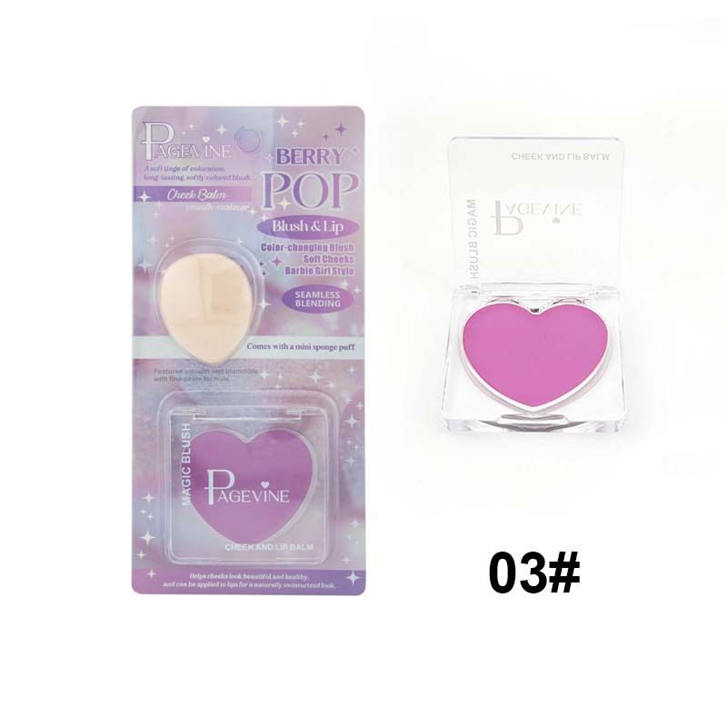 Heart Shaped Cream Blush Lip & Cheek Tint Natural Highlighting Makeup With Sponge_voghion.com