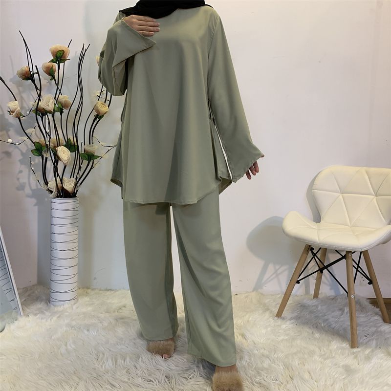 Two-pieces Abaya Turkish Kimono Tops Pants Muslim Dress Abayas Hijab Robe Dubai Caftan Kaftan Islam Clothing For Women Fashion_voghion.com