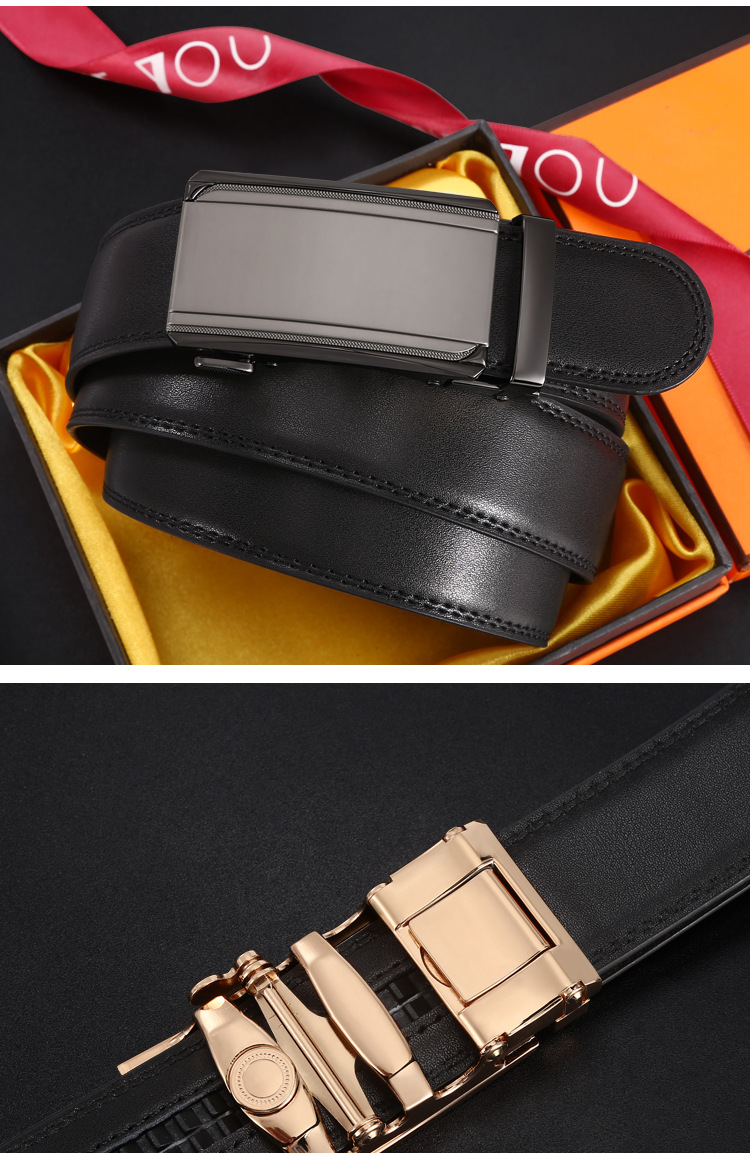 New Cowhide Men's Automatic Belt, Casual and Versatile Waist Belt for Middle-aged and Young People, Alloy Buckle for Casual Use_voghion.com