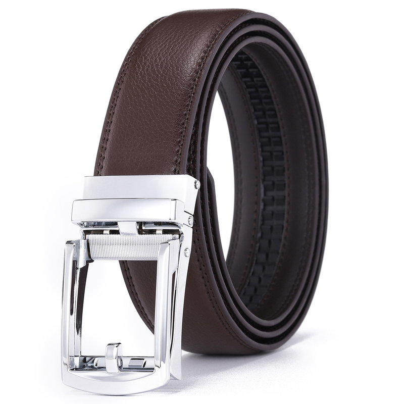 2024 New Fashion Versatile Leather Belt Men's Automatic Buckle Belt Cowhide Belt False Needle Buckle Belt_voghion.com