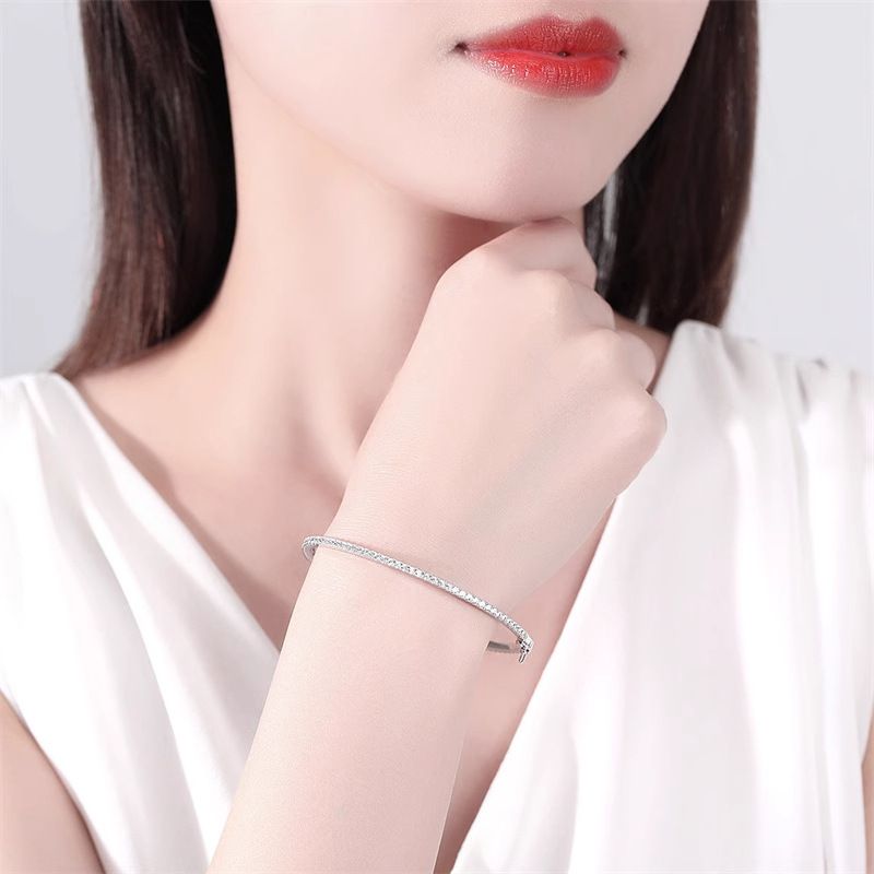 High-Value Single Row Diamond Micro-Inlaid Zirconia Bracelet Korean Design Sense Niche Versatile Fairy Jewelry_voghion.com