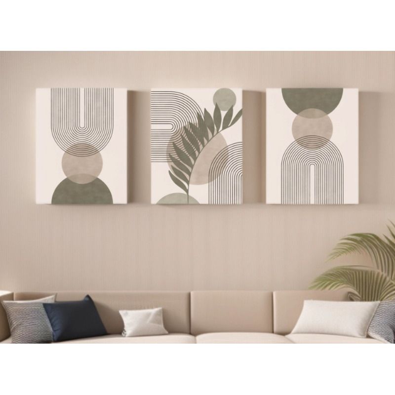 Nordic INS Style Triptych Green Plant Oil Painting Canvas Decoration Core_voghion.com