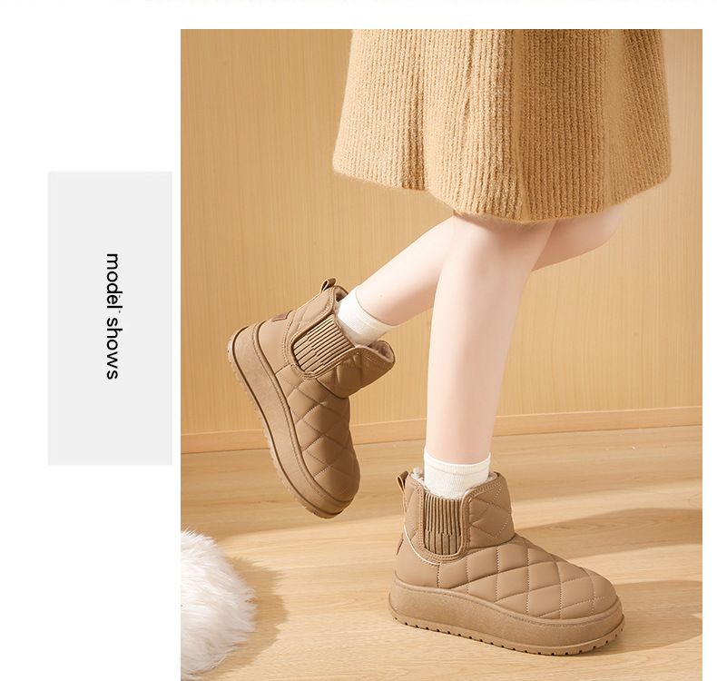 Fleece High-Top Socken Stiefel Studentinnen Trend Warm Casual Baumwollschuhe_voghion.com