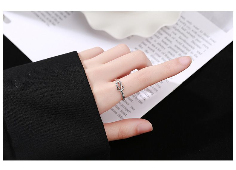 Wanying Thai Knot Fried Dough Twists Ring Sterling Silber Trend Ins Style Leichter Luxus Kleiner Schmuck_voghion.com