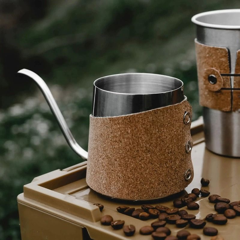 Umweltfreundliche Kork-Leder-Tasse, Geschäftsgeschenk, Pour Over Set, tragbare Kaffeeutensilien für den Außenbereich_voghion.com