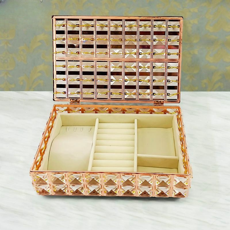 Caja organizadora de joyas de cristal de lujo, forro de franela, collar, pulsera, anillo, cajas de almacenamiento para el hogar, escritorio, caja de almacenamiento de artículos diversos, decoración_voghion.com