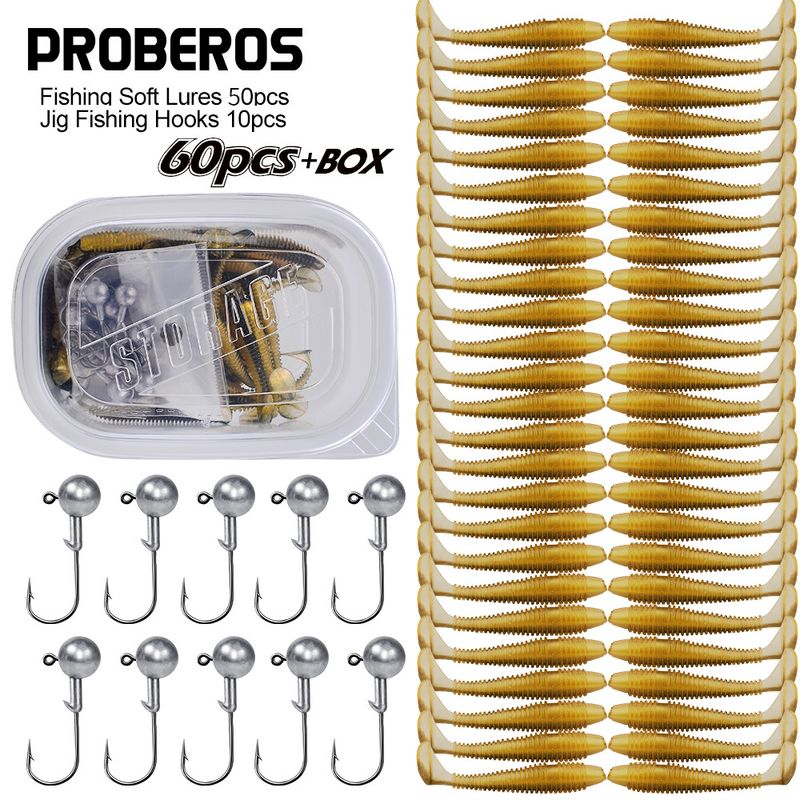 Esca Piombo Testa Amo Combinazione Coda a T Esca Set Acqua dolce Persico Testa di serpente Pesce Topmouth Culter Lancio lungo Verme morbido_voghion.com