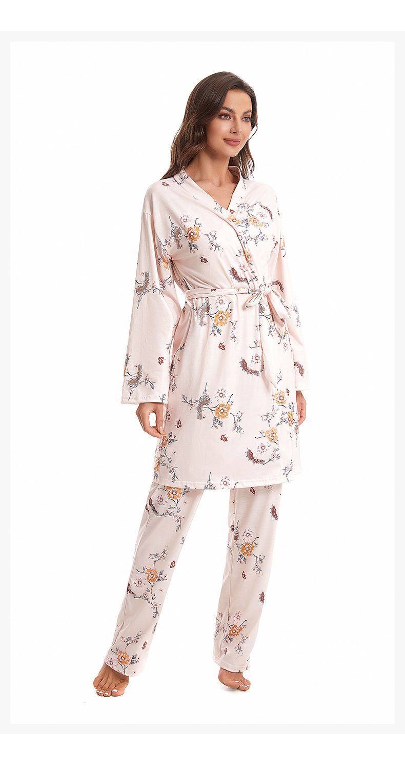 Damen Schlofkleeder Pyjama fir Fraen, Kotteng Camisole, Nuetshemd, Dräi-Stéck-Set, Heemkleeder_voghion.com