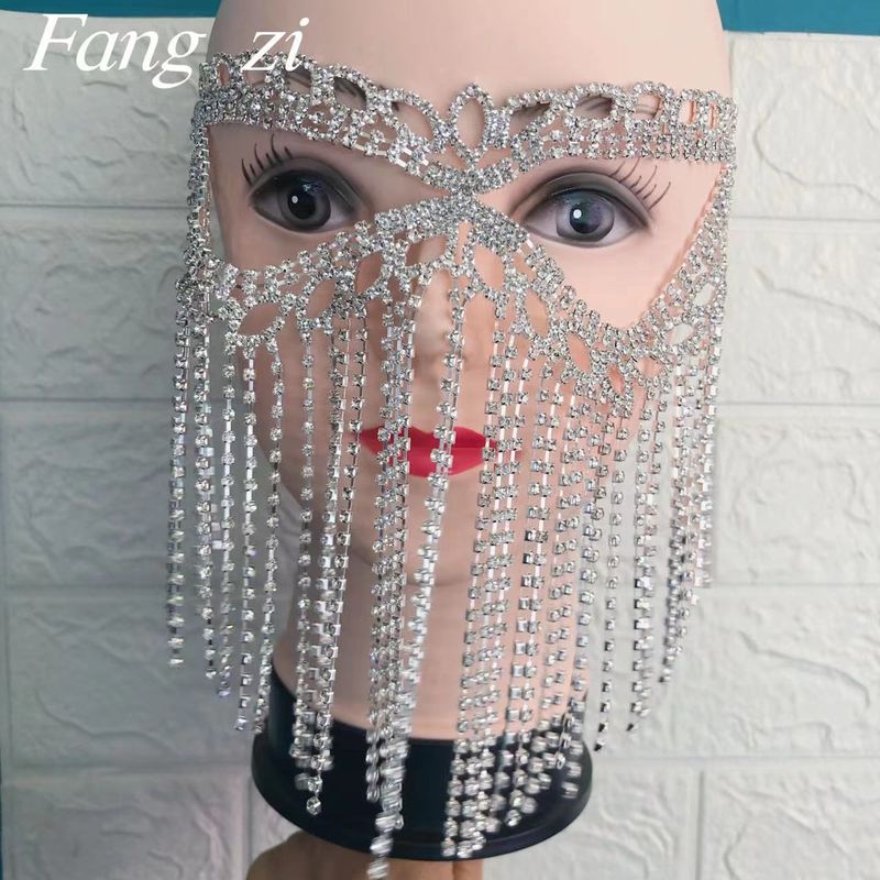 Avansert luksus rhinestone lang dusk maske mote maskerade zirkon maske ansikts smykker_voghion.com