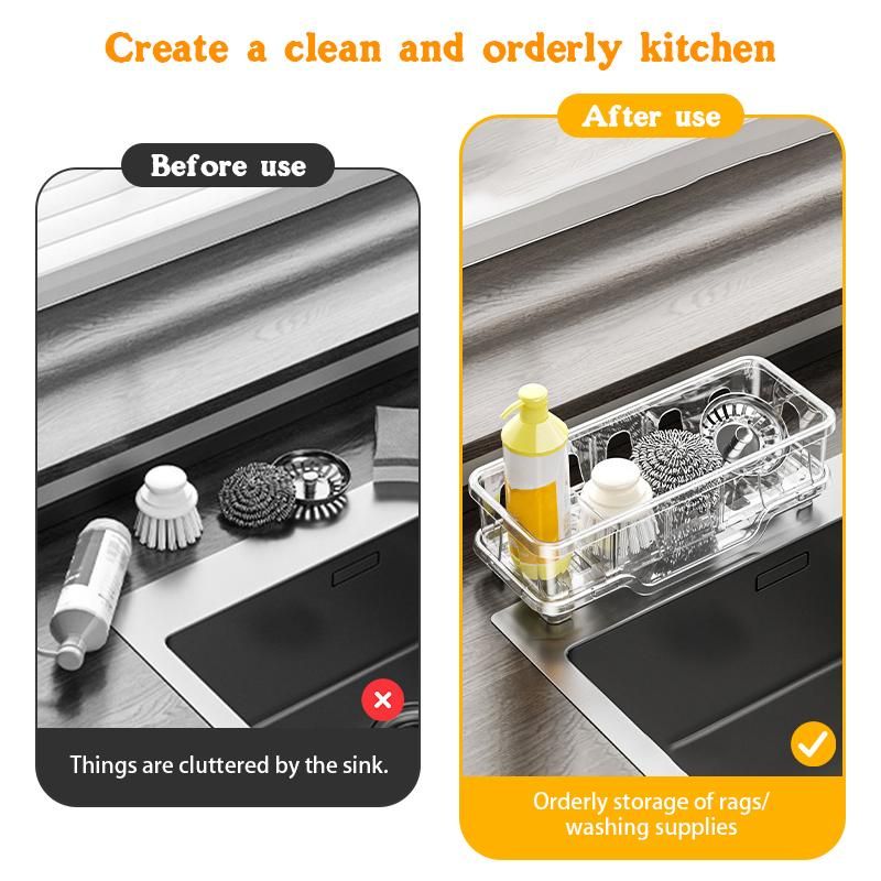 sponge Drain Rack Kitchen Dishwashing Basket Rack Sink Detergent Rag Countertop Storage Rack_voghion.com