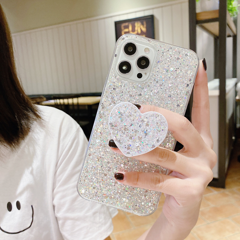 Za Xiaomi Redmi Note 10 Pro 9 8 7 Pro 10S 9S 9A 9C Case Glitter Heart bracket Cover Xiaomi Poco X3 F2 M3 Pro F3 Mi 11 L_voghion.com