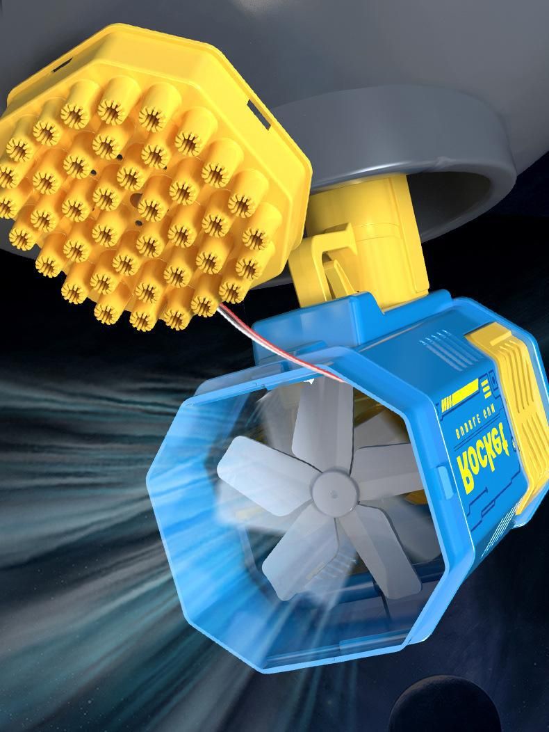 40-Hole Space Bubble Blaster - Mini Gatling Style Electric Bubble Gun With LED Lights For Kids_voghion.com