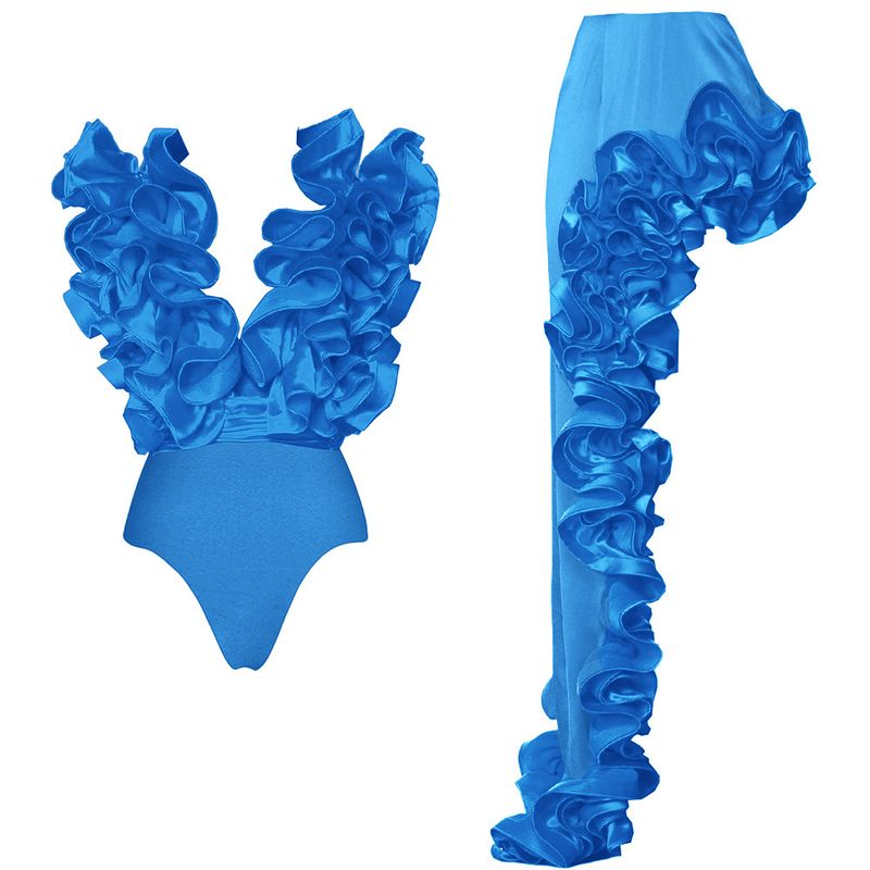 Maillot de bain en dentelle pour femme avec jupe irrégulière et col en V_voghion.com