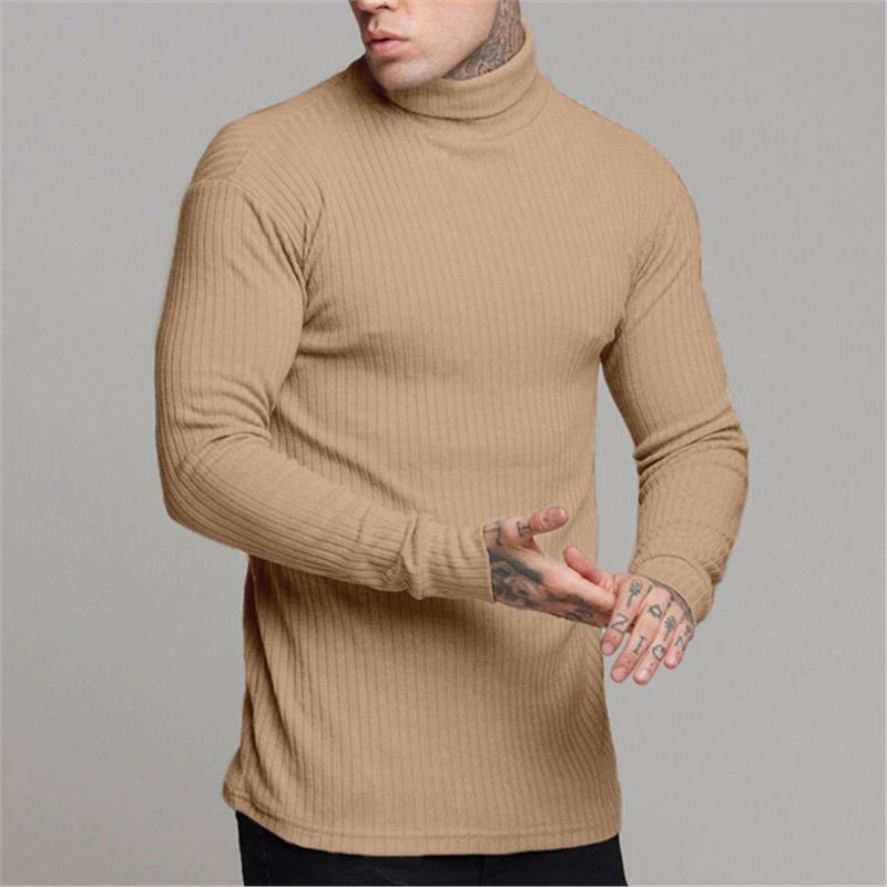Felpa con cappuccio casual da uomo per autunno e inverno, maglia sportiva a maniche lunghe da uomo, strato di base con maglione a collo alto_voghion.com