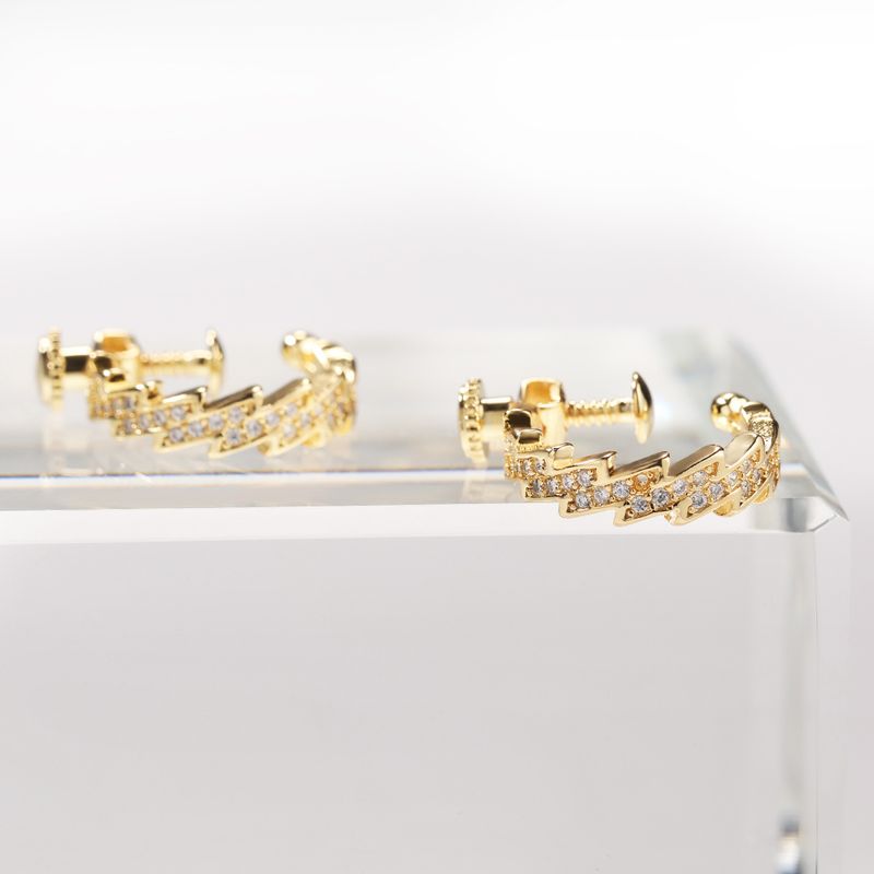 Orecchini da uomo a forma di fulmine hip hop - Orecchini a bottone minimalisti in zircone con chiusura a vite - Accessori streetwear alla moda per uomo (oro, argento)_voghion.com
