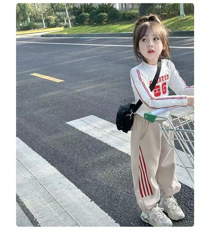Girls' 2023 New Children's Sports, Leisure, Cute Spring and Autumn Season Baby Foreigner Korean Two Piece Set_voghion.com