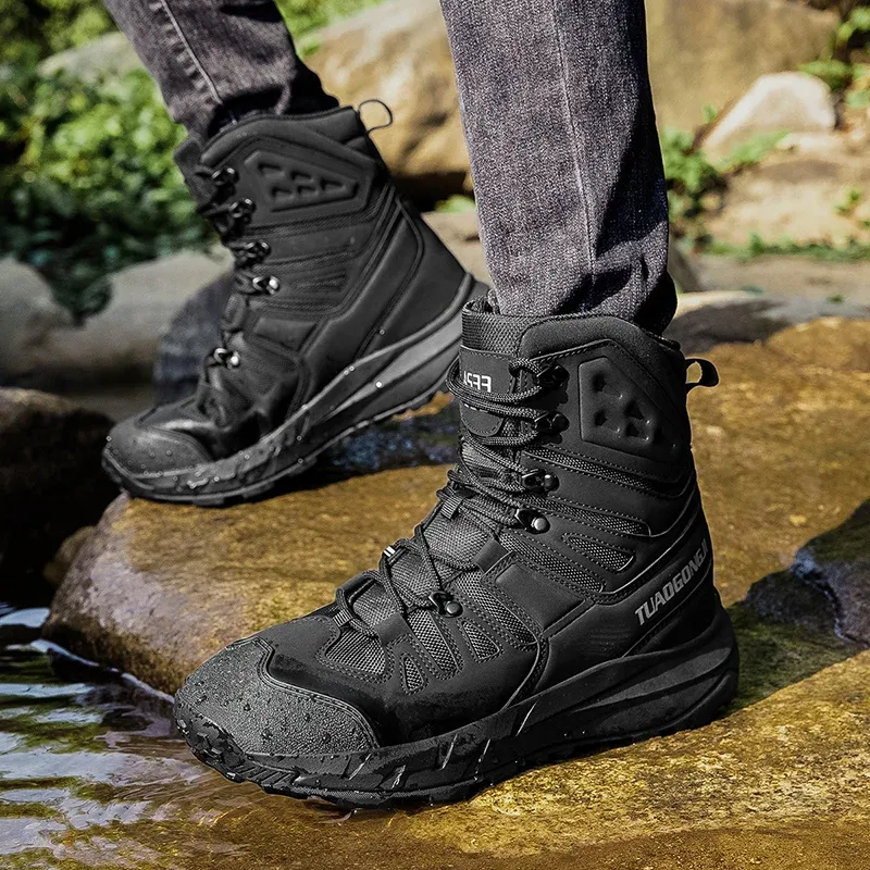 Herren Outdoor-Kletterschuhe Wanderstiefel Rutschfeste, verschleißfeste, wasserdichte, atmungsaktive Sportstiefel in großer Größe_voghion.com