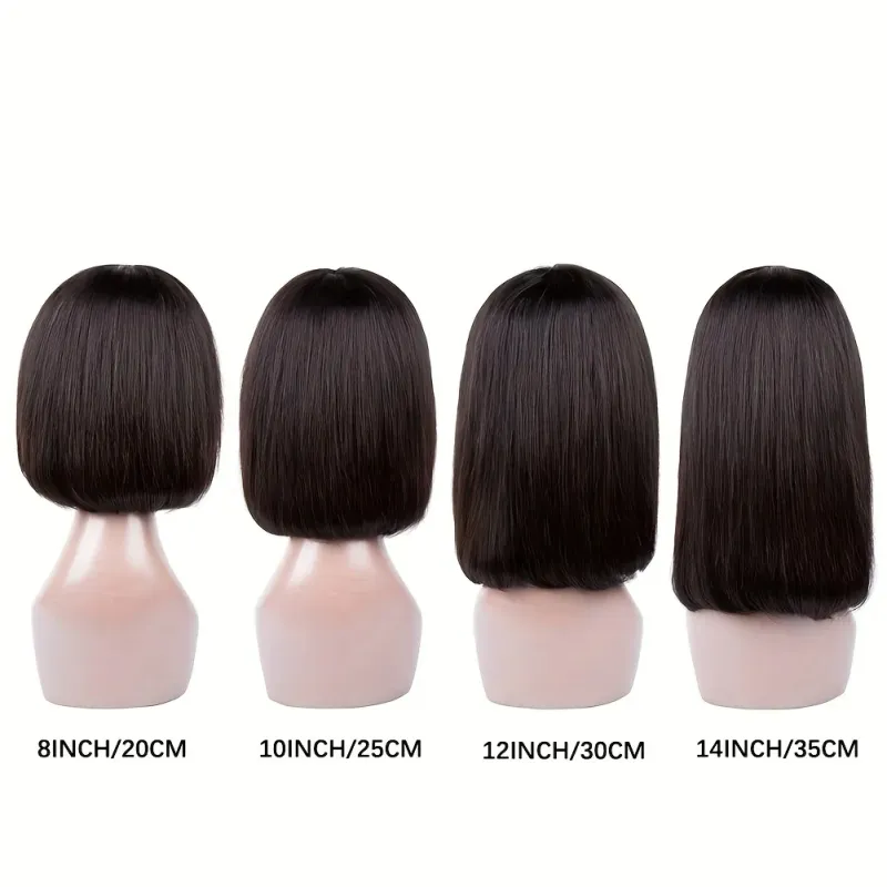 Bob Wigs Full Machine Made Wig for Women Brazilian Short Straight Hair Bob Wigs Human Hair Wig With Bangs_voghion.com