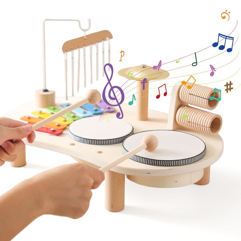 Jucării muzicale multifuncționale pentru copii, educație timpurie, copii, coordonare mână-ochi, stand muzical, jucării portabile_voghion.com